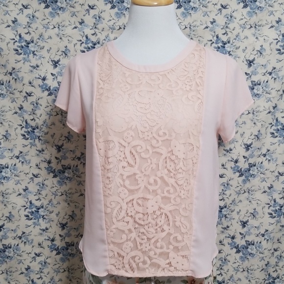 Guess Tops - Guess sheer pink lace top shirt blouse